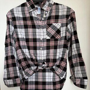Girls' Pink Crop Tie Flannel
